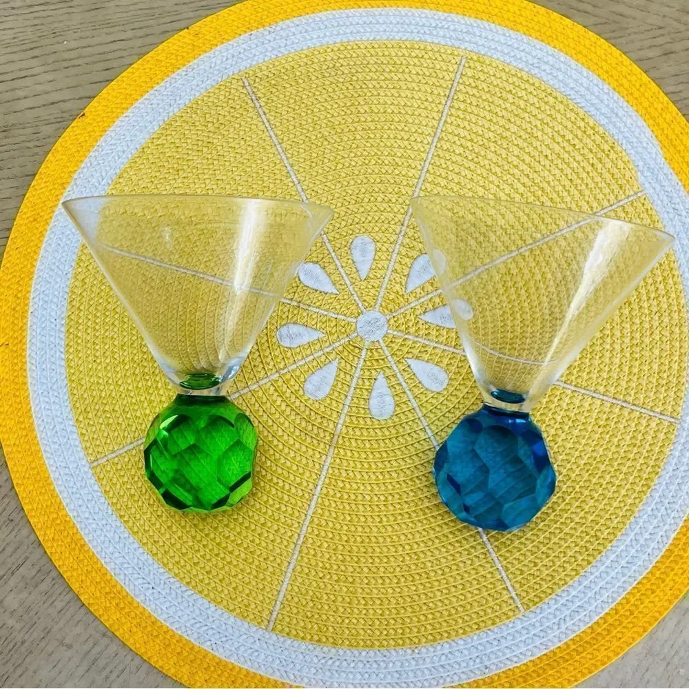 Set Of 2 Martini, Vodka Cocktail Bottom Bubble Glasses